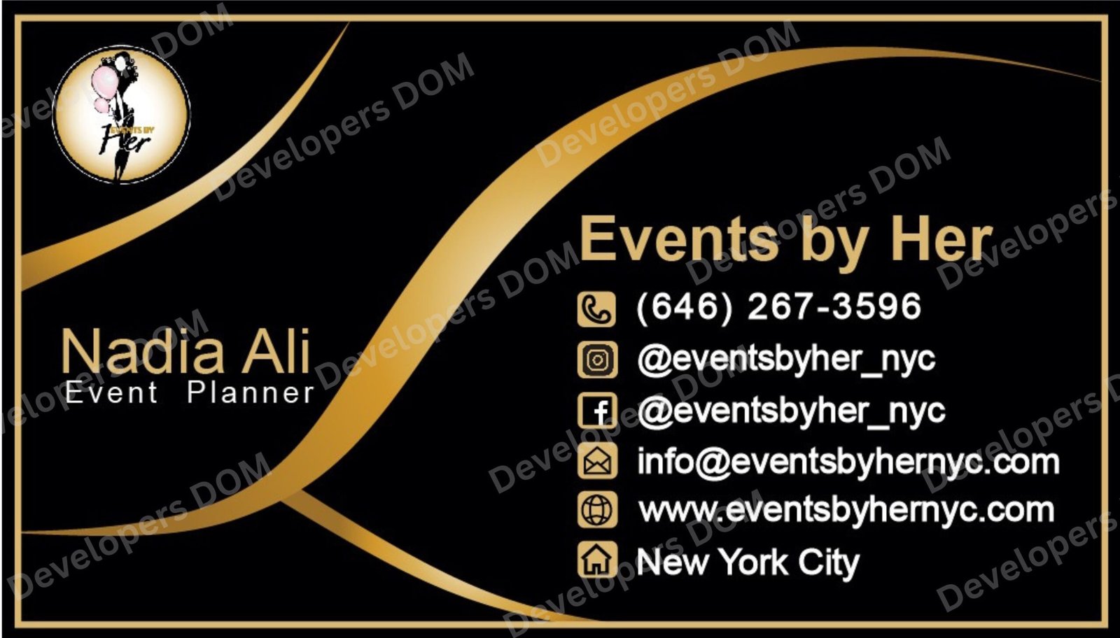 Events by Her business card designed by Developers Dom