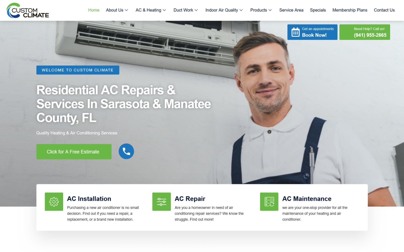 Custom Climate website designed and built by Developers Dom