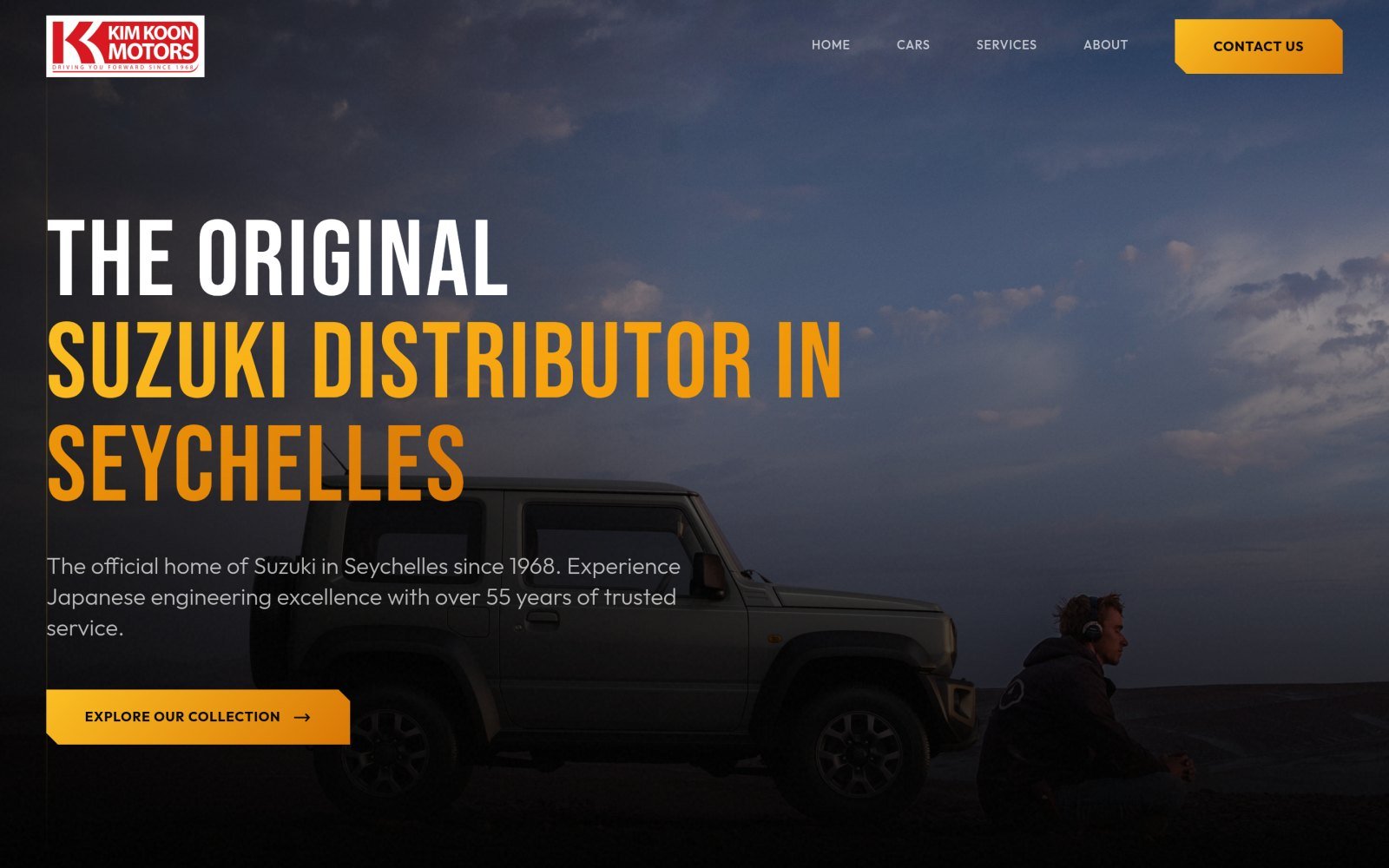 Homepage of the Kim Koon Motors website, designed and built by Developers Dom