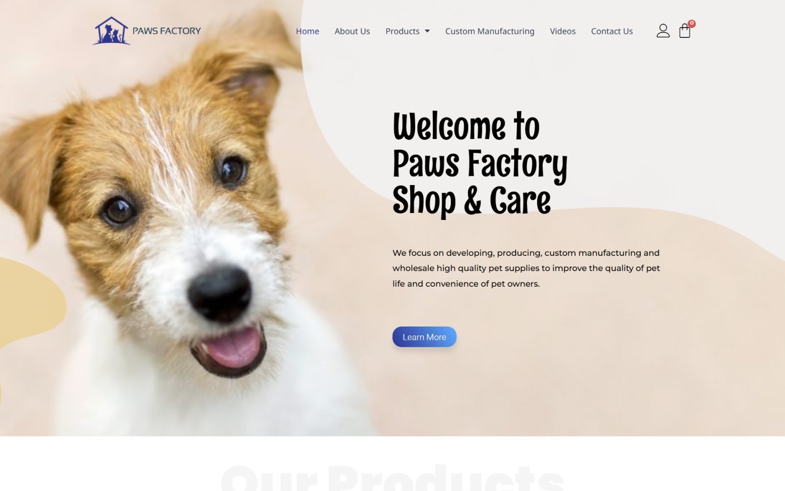 Paws Factory Shop & Care website designed and built by Developers Dom