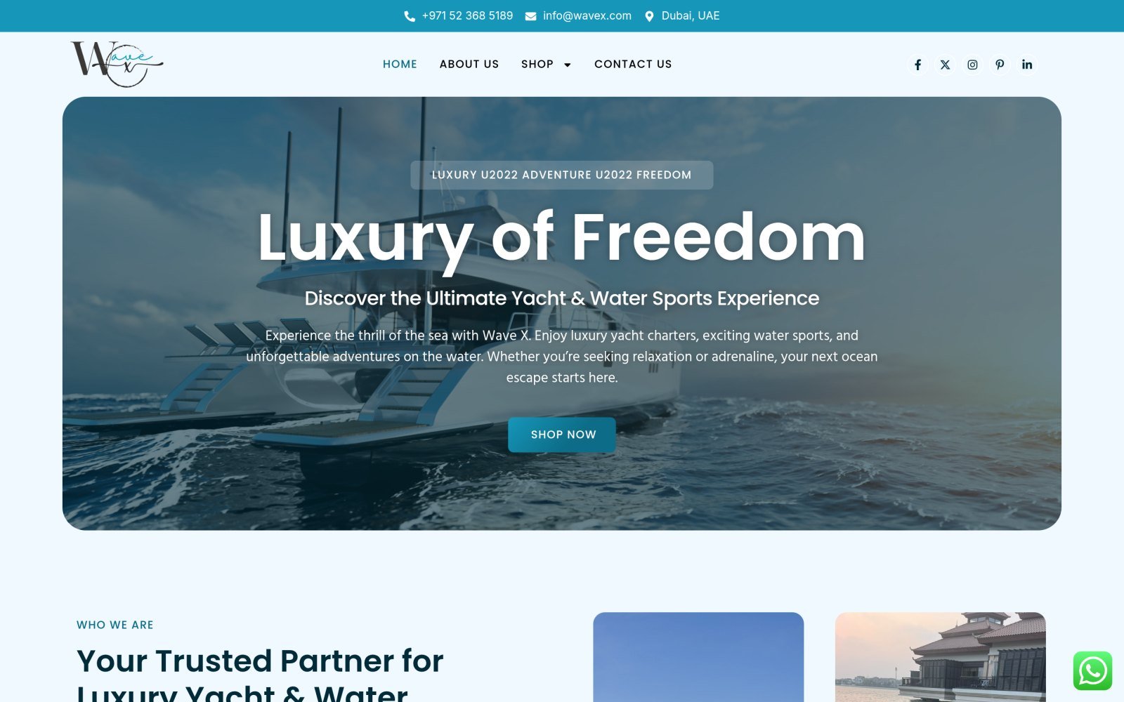 Homepage of the Wave X Sports website, designed and built by Developers Dom